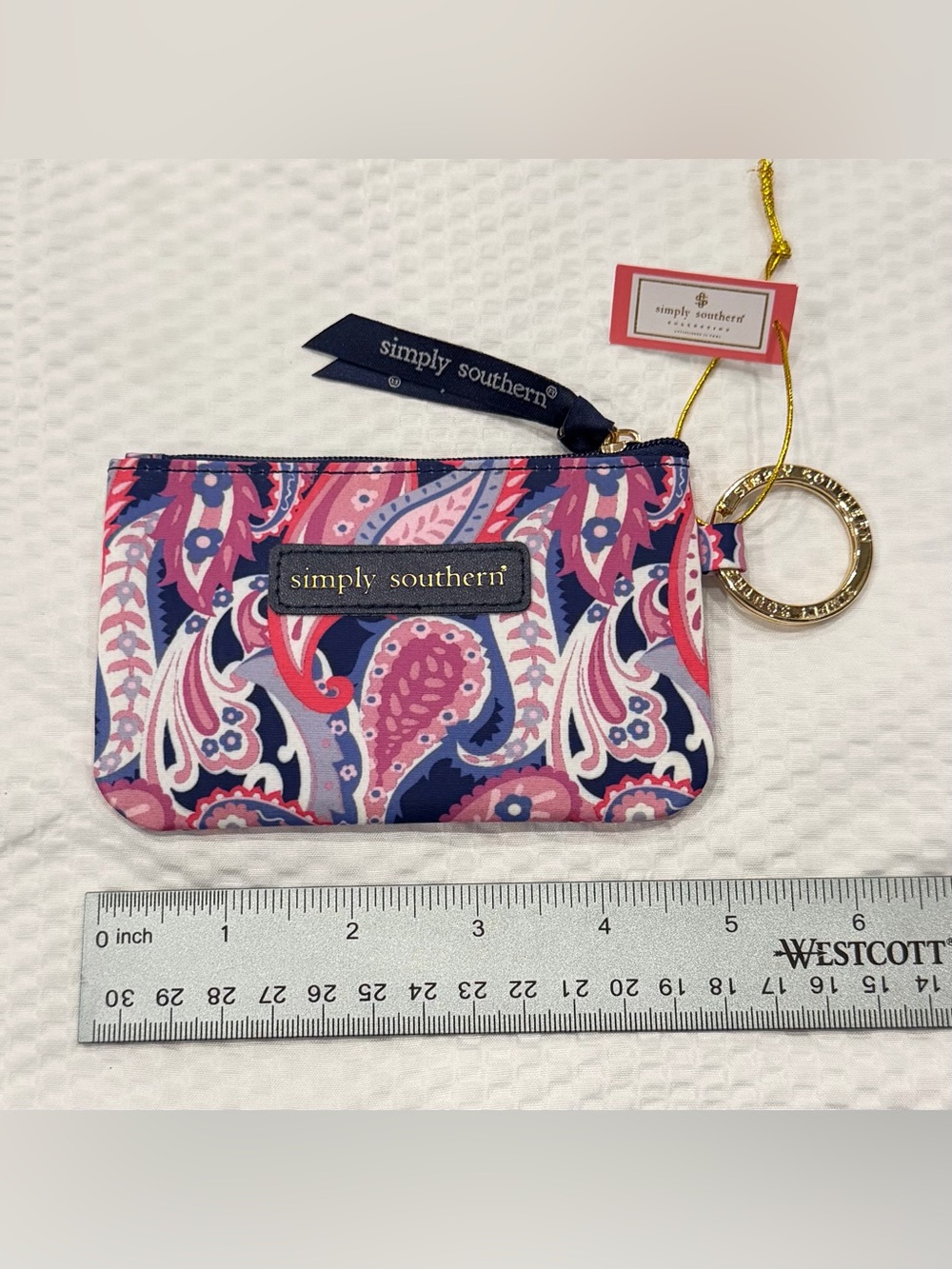 Simply Southern Pink Paisley Wristlet Keychain NWT
